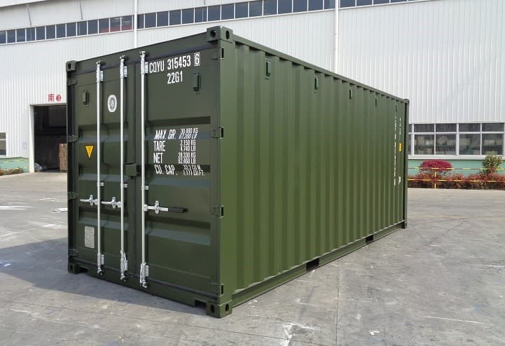 20ft standard shipping container in green