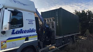 Container on HIAB lorry
