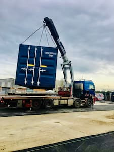 Container being unloaded