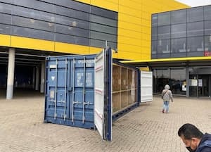 Shipping container outside Ikea