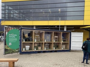 A shipping container with Ikea products