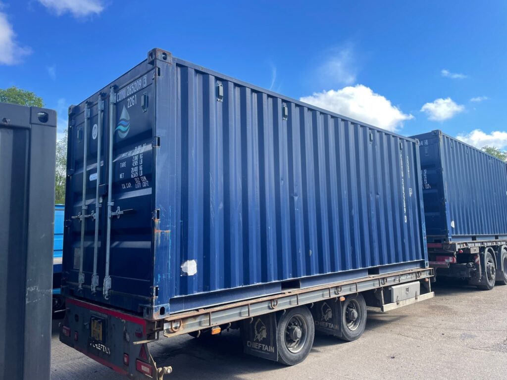 a 20ft container being delivered in Somerset