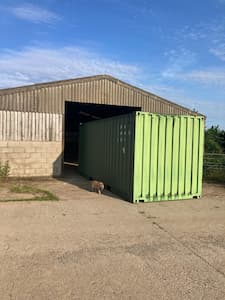 Shipping container at a farm