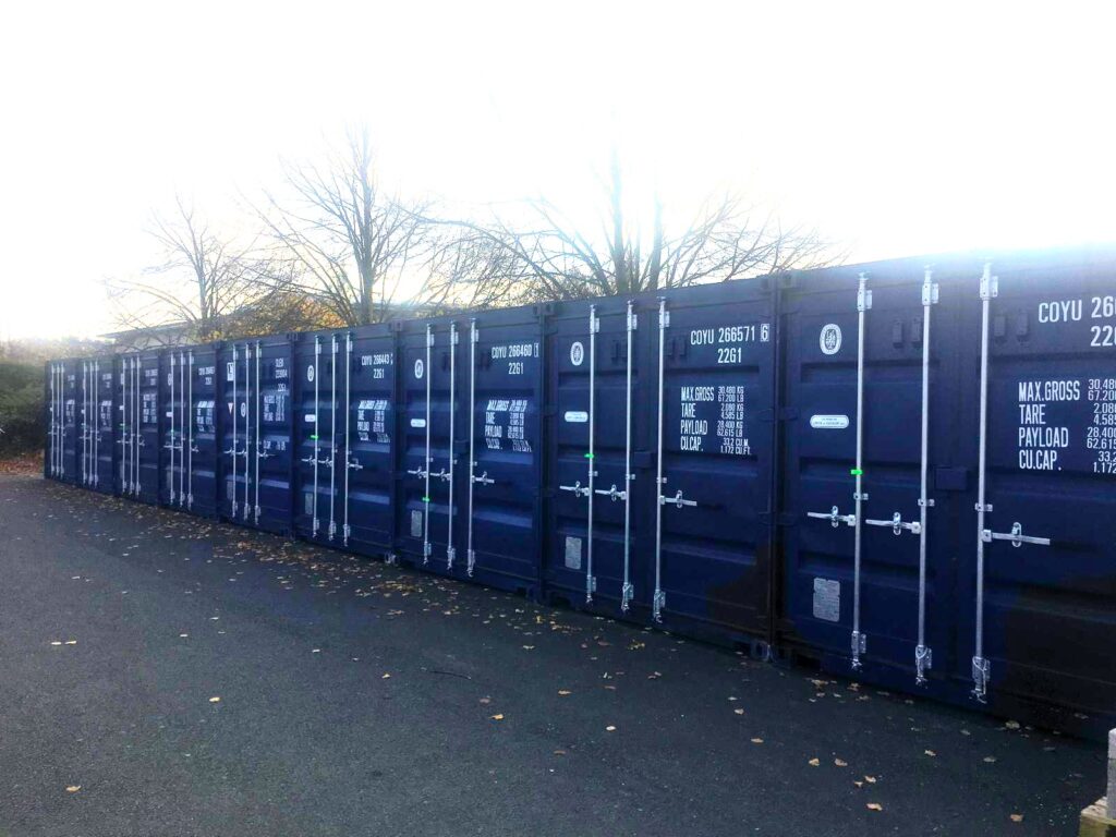 20ft shipping containers in blue