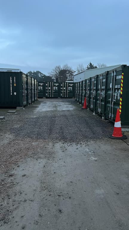 Shipping containers at a self storage park