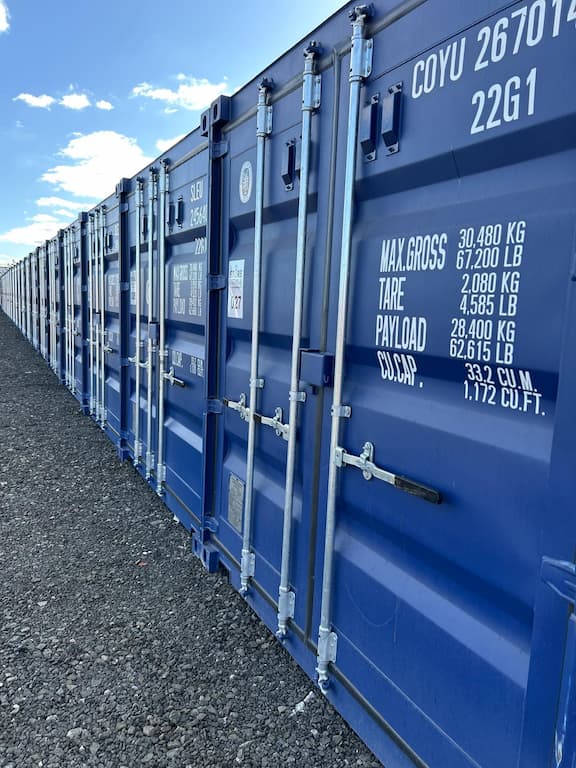 row of containers at a self storage site