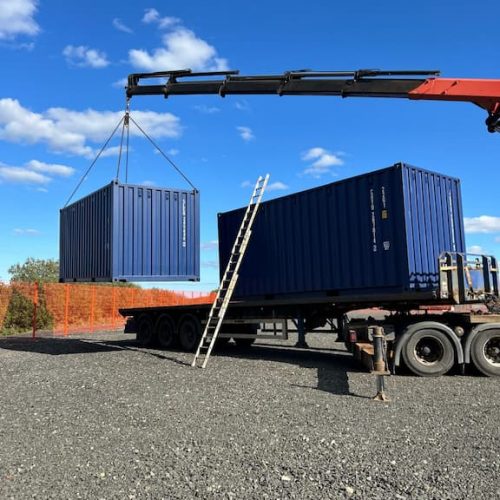 20ft shipping containers on a HIAB lorry