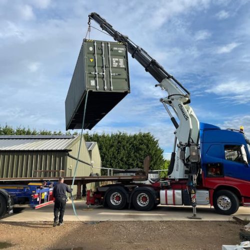 40ft high cube container on a crane