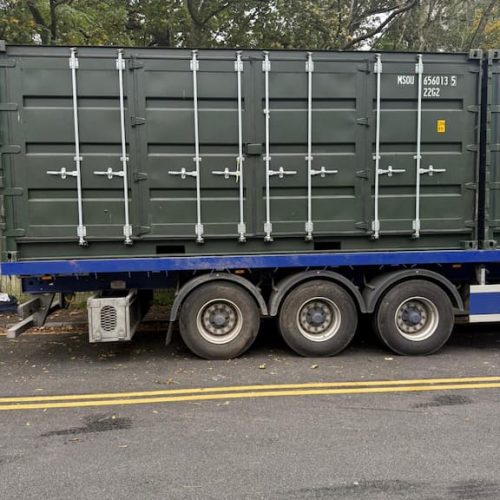 open side containers being delivered
